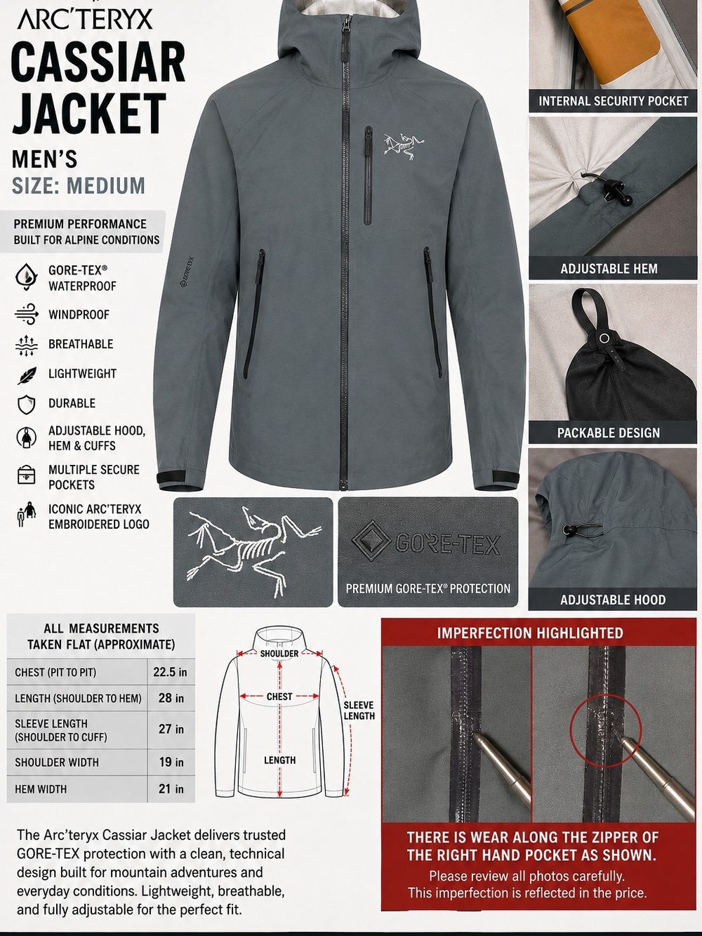 Arc’teryx Cassiar Jacket – Men’s Medium | GORE-TEX | Snowboarding